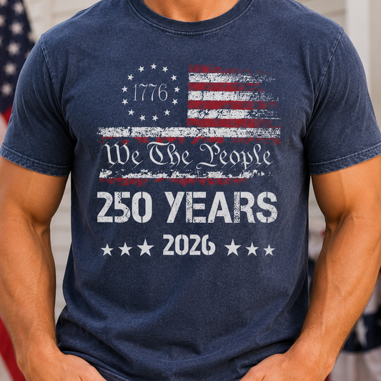USA 250 Anniversary Wash Shirt, Freedom Since 1776 Patriotic Tee THUC99
