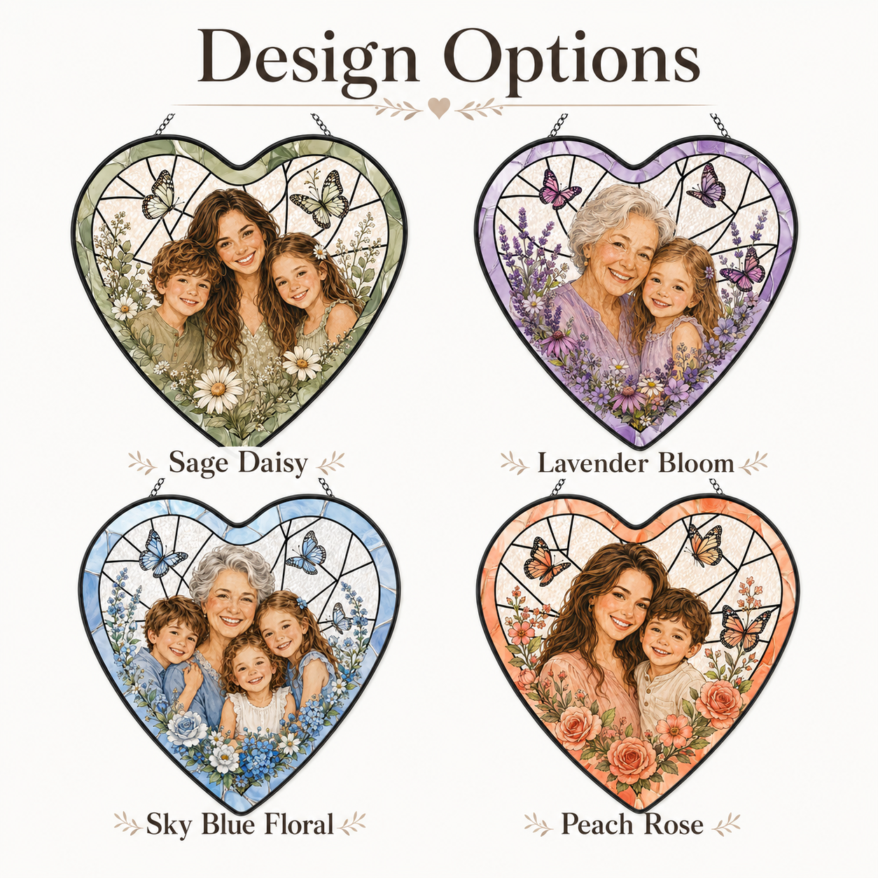 Personalized Mom Photo Stained Glass Suncatcher, Custom Nana Gift Window Hanging Keepsake Decor THUC99