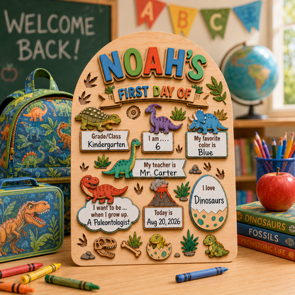 Custom Name First Day of School Sign, Personalized Last Day School Keepsake Board THUC99
