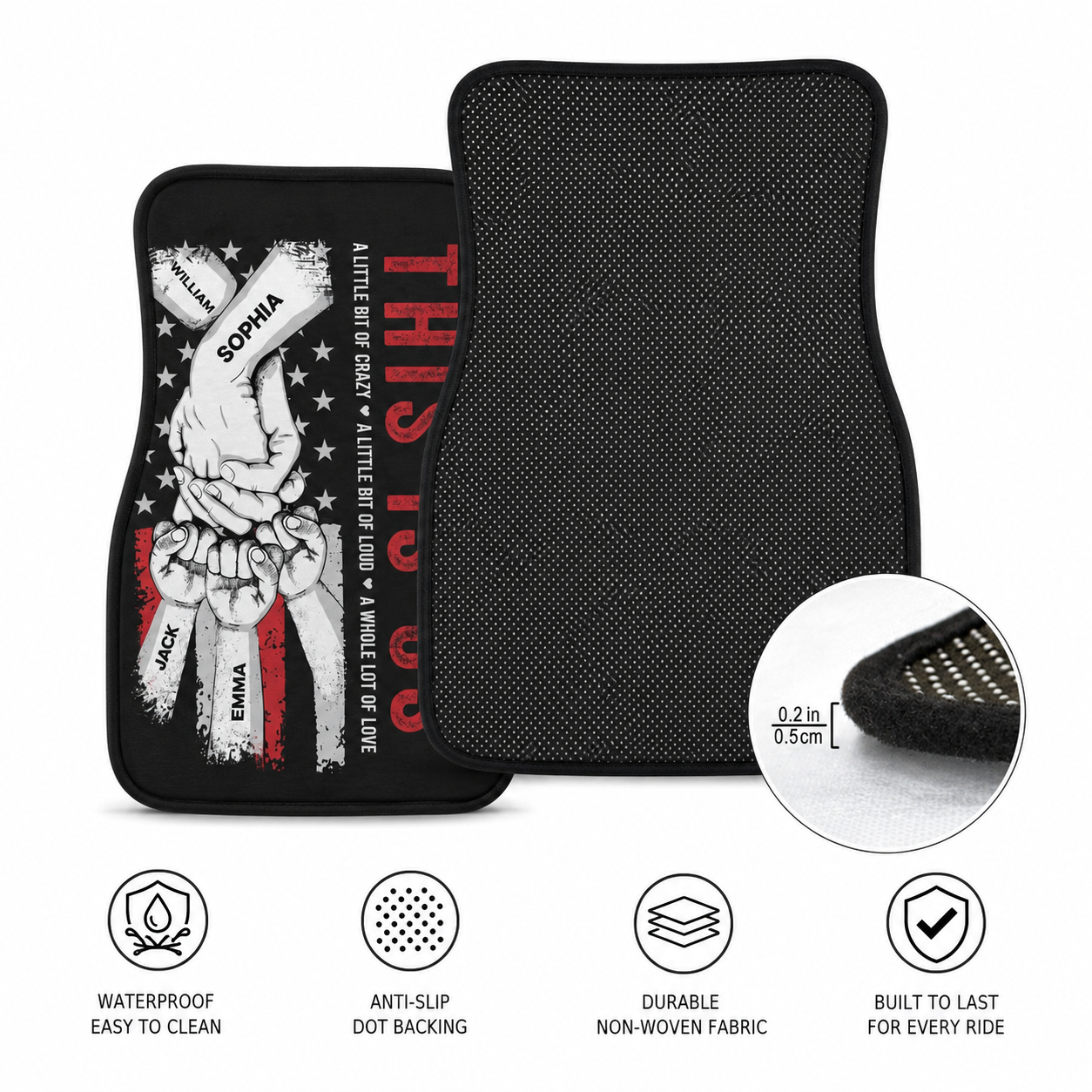 Personalized Dad Us Flannel Car Floor Mats, Custom Dad Floor Mats, Gift For Dad TOM99