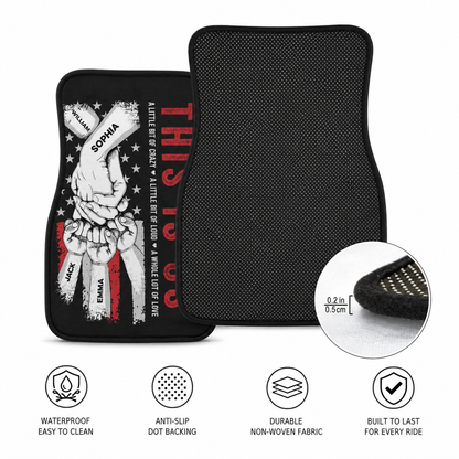 Personalized Dad Us Flannel Car Floor Mats, Custom Dad Floor Mats, Gift For Dad TOM99