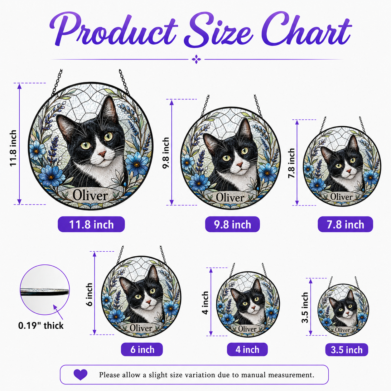 Custom Cat Photo Glass Suncatcher – Personalized Pet Memorial Window Hanging Decor THUC99