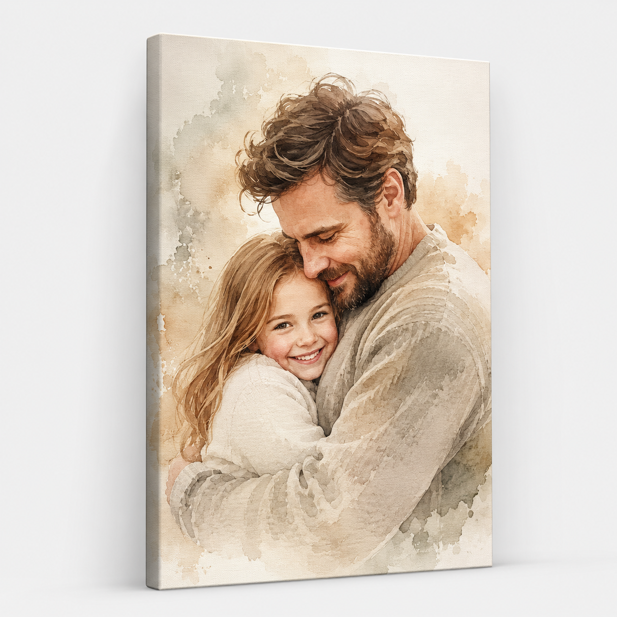 Custom Photo Dad & Daughter Canvas Wall Art - Custom Gift For Dad TOM99