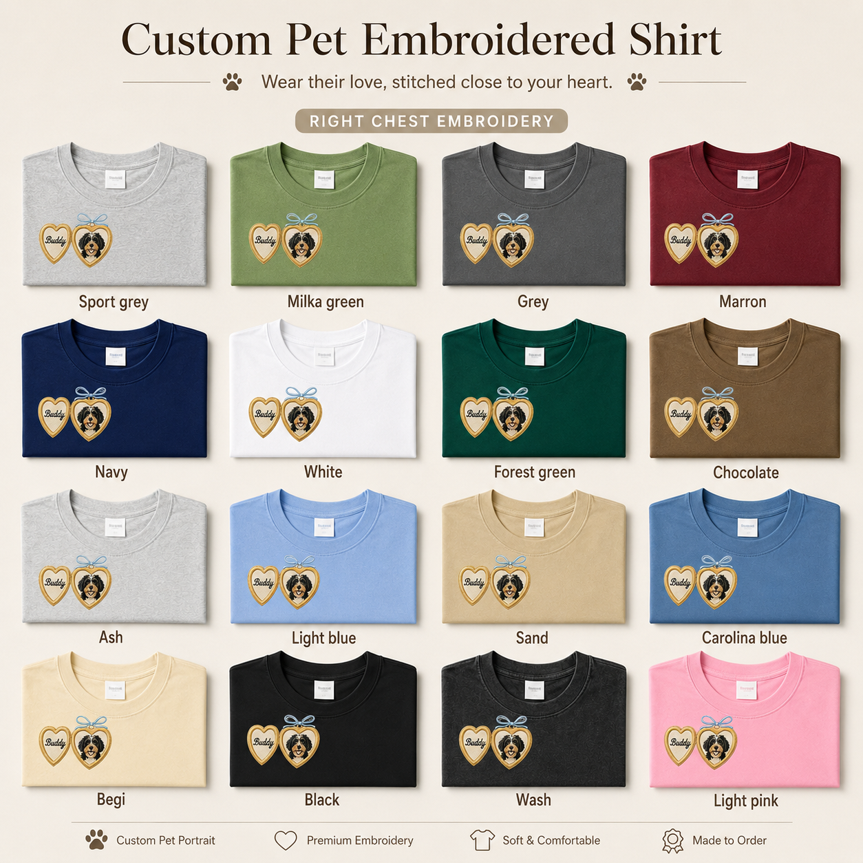 Personalized Pet Portrait Embroidered Tee, Custom Dog Photo Shirt, Gift For Dog Mom Dad THUC99