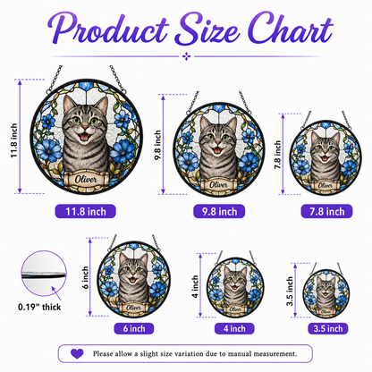 Custom Photo Pet Stained Glass Suncatcher – Personalized Cat Lover Window Ornament Gift THUC99