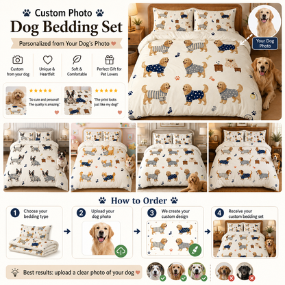 Personalized Dog Photo Bed Sheet Set, Custom Pet Lover Bedroom Gift THUC99
