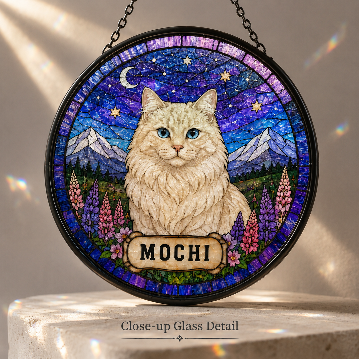 Custom Photo Cat Glass Suncatcher Ornament – Personalized Cat Portrait Decor THUC99