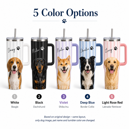 Personalized Dog Picture 40oz Tumbler – Custom Pet Photo Gift for Dog Mom and Dog Dad THUC99