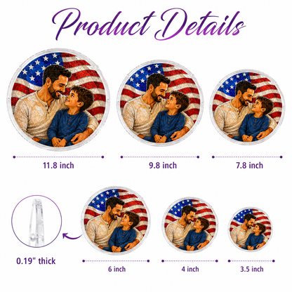Custom America Dad Photo Stained Glass Suncatcher – Personalized Dad Gifts | Gift For Dad TOM99