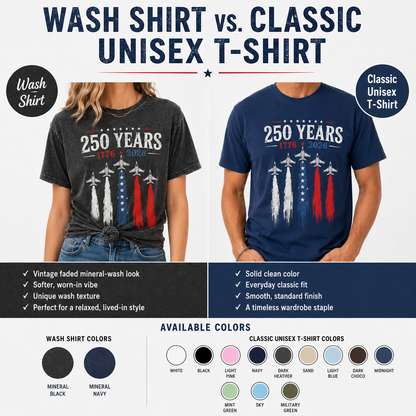 America 250 Years Freedom T-Shirt Unisex Patriotic Wash Shirt THUC99