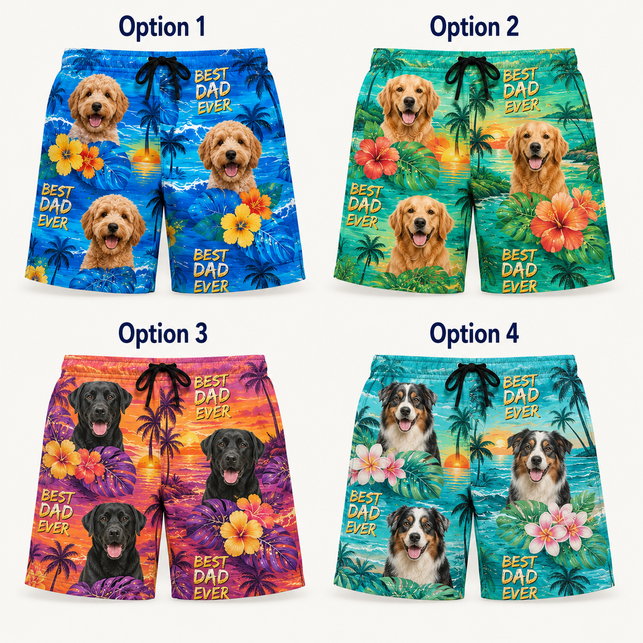 Custom Pet Portrait Beach Shorts Personalized Dog Lover Swim Trunks Gift THUC99