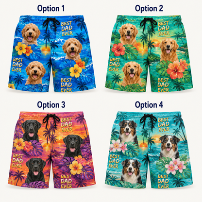 Custom Pet Portrait Beach Shorts Personalized Dog Lover Swim Trunks Gift THUC99