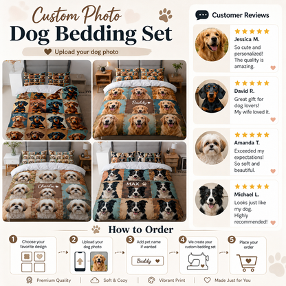 Custom Dog Face Duvet Cover Set, Personalized Pet Lover Gift THUC99