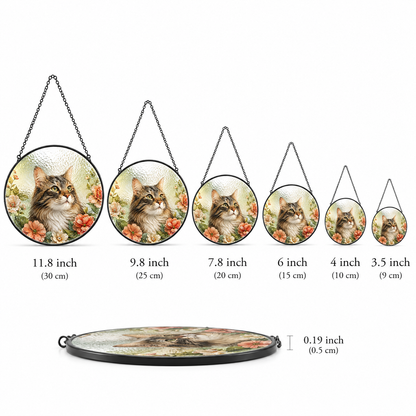 Custom Photo Cat Lover Glass Suncatcher Gift – Personalized Pet Cat Memorial Window Hanging | Custom Cat Lover Gift THUC99