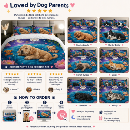 Custom Dog Lover Bedding Set, Personalized Pet Face Bedroom Decor THUC99