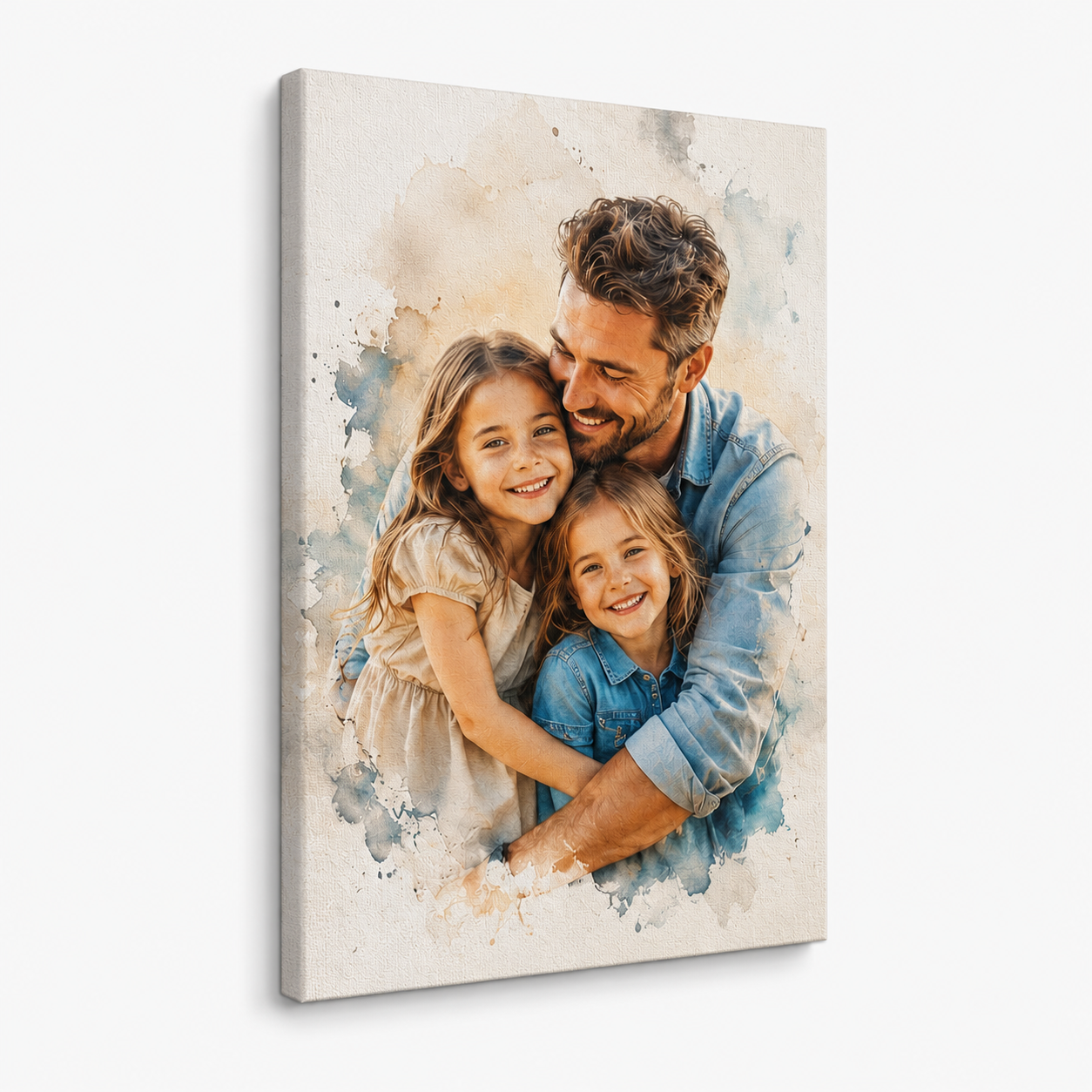 Custom Photo Girl Dad Canvas Wall Art - Custom Gift For Dad TOM99