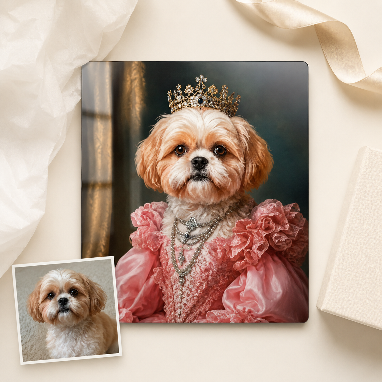 Personalized Dog Royal Metal Wall Art – Custom Pet Portrait Print With Name THUC99