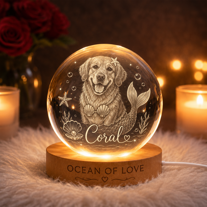 Personalized Dog Memorial Crystal Lamp, Custom Pet Photo Ball Night Light, Loss of Dog Gift THUC99