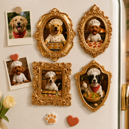 Custom Dog Photo Gold  Frame Magnet, Optional Stand Decor Gift THUC99