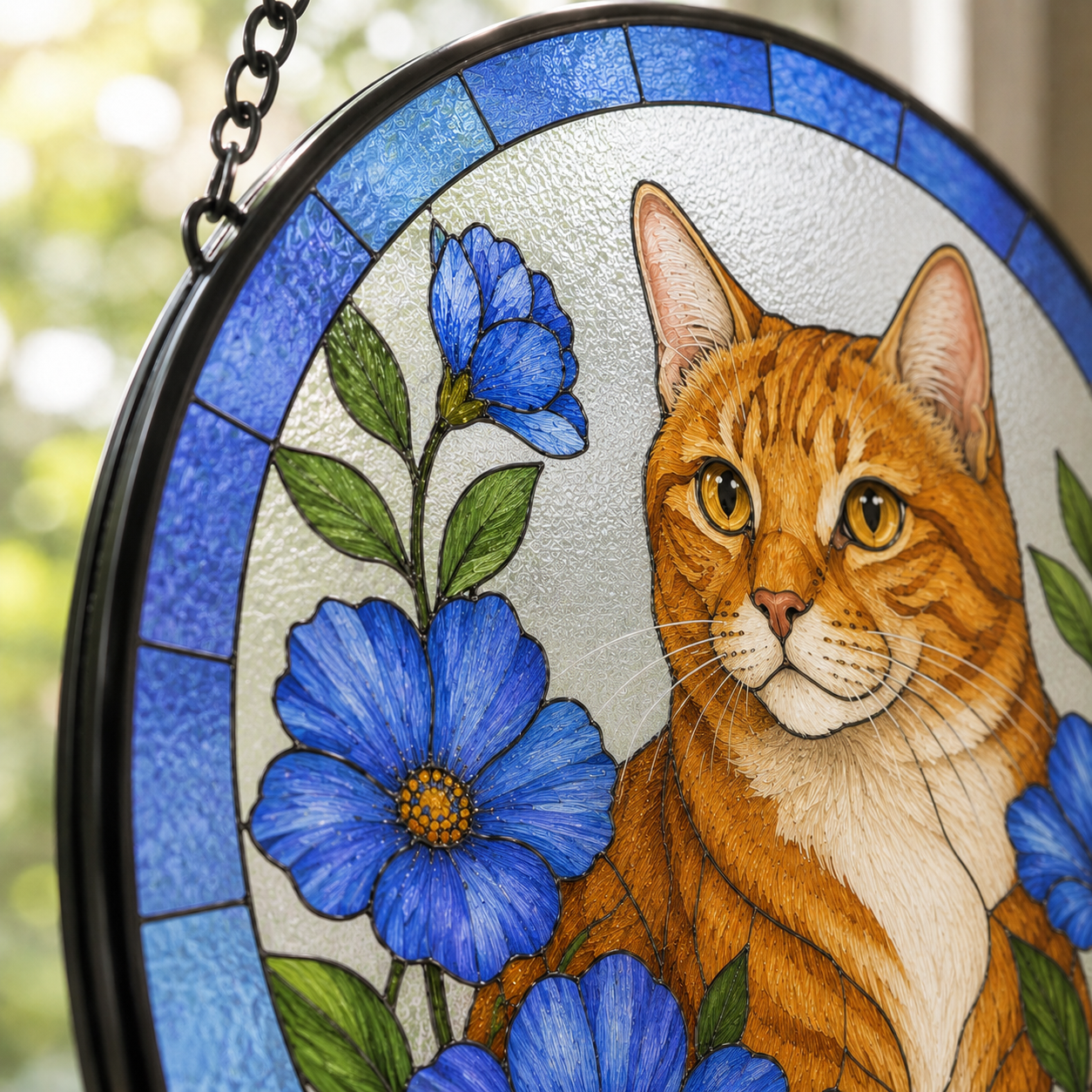 Custom Photo Pet Cat Glass Suncatcher – Personalized Cat Lover Gift | Memorial Window Hanging THUC99