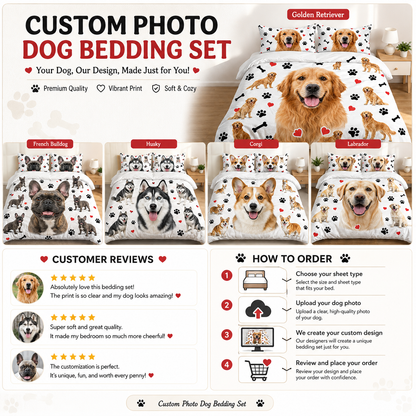 Custom Pet Face Bedding Set, Personalized Dog Lover Bedroom Decor THUC99