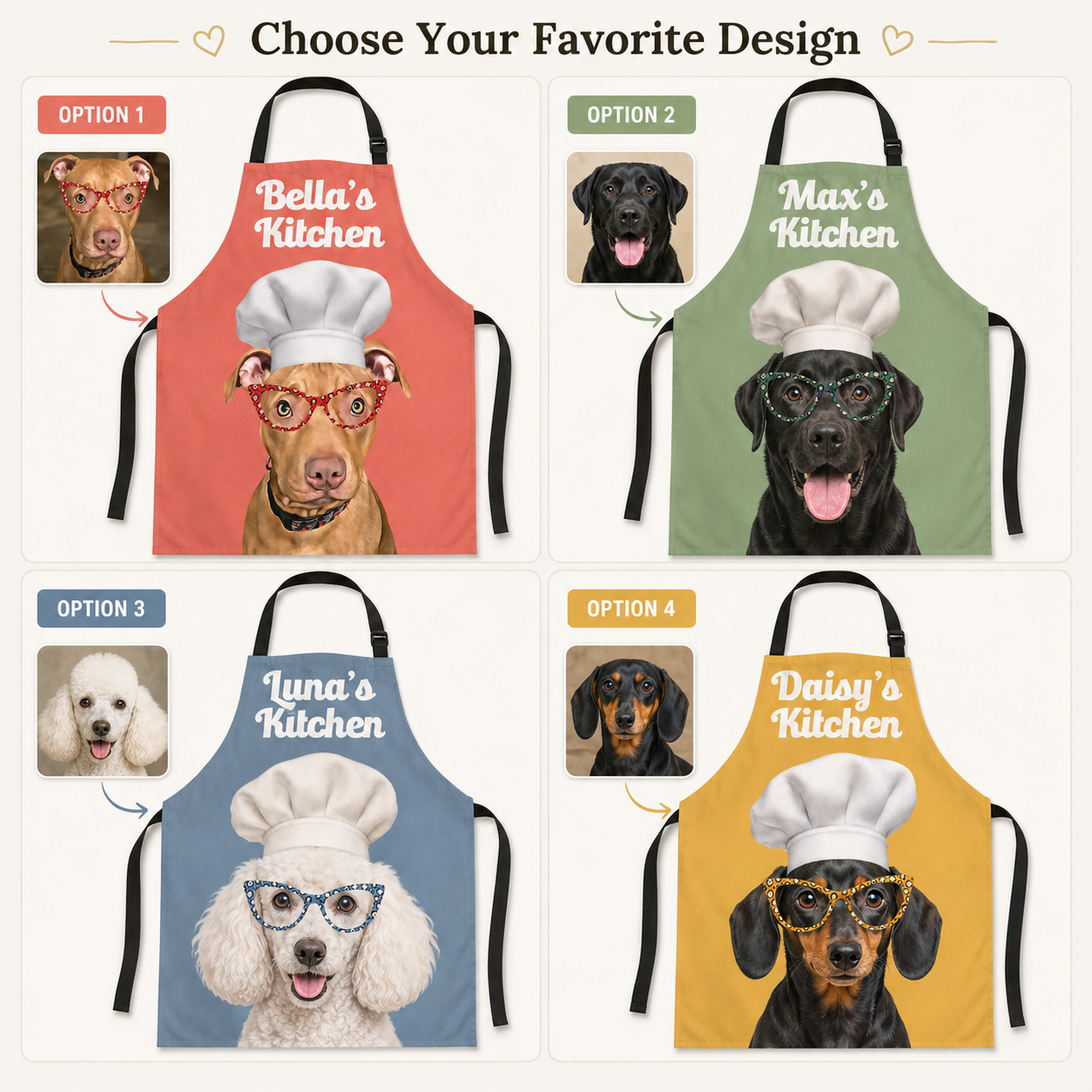 Custom Pet Photo Apron Personalized Dog Lover BBQ Apron, Unique Kitchen Apron Gift for Dog Mom and Dad THUC99