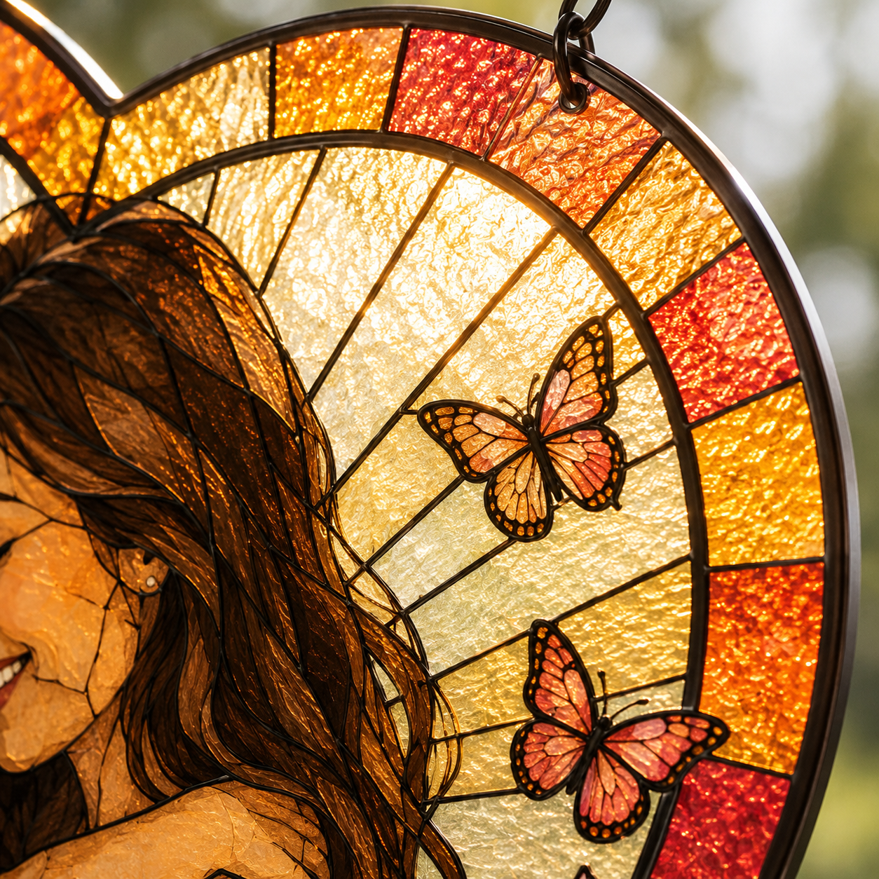 Custom Photo Mom Stained Glass Suncatcher, Personalized Mother’s Day Family Portrait Window Hanging Gift THUC99