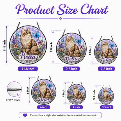 Personalized Cat Portrait Suncatcher – Custom Photo Stained Glass Window Decor For Pet Lover THUC99