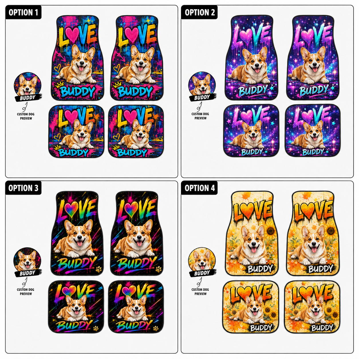 Custom Dog Face Auto Floor Mats, Personalized Football Pet Car Accessories Gift THUC99