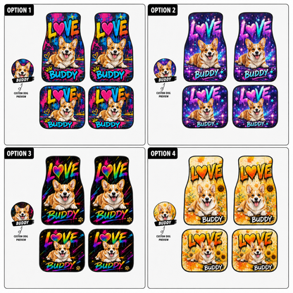 Custom Dog Face Auto Floor Mats, Personalized Football Pet Car Accessories Gift THUC99