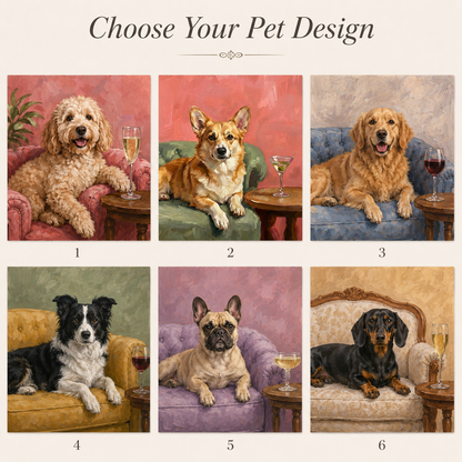 Custom Dog Drinking On Sofa Magnet, Personalized Pet Photo Vintage Frame, Dog Lover Gift THUC99