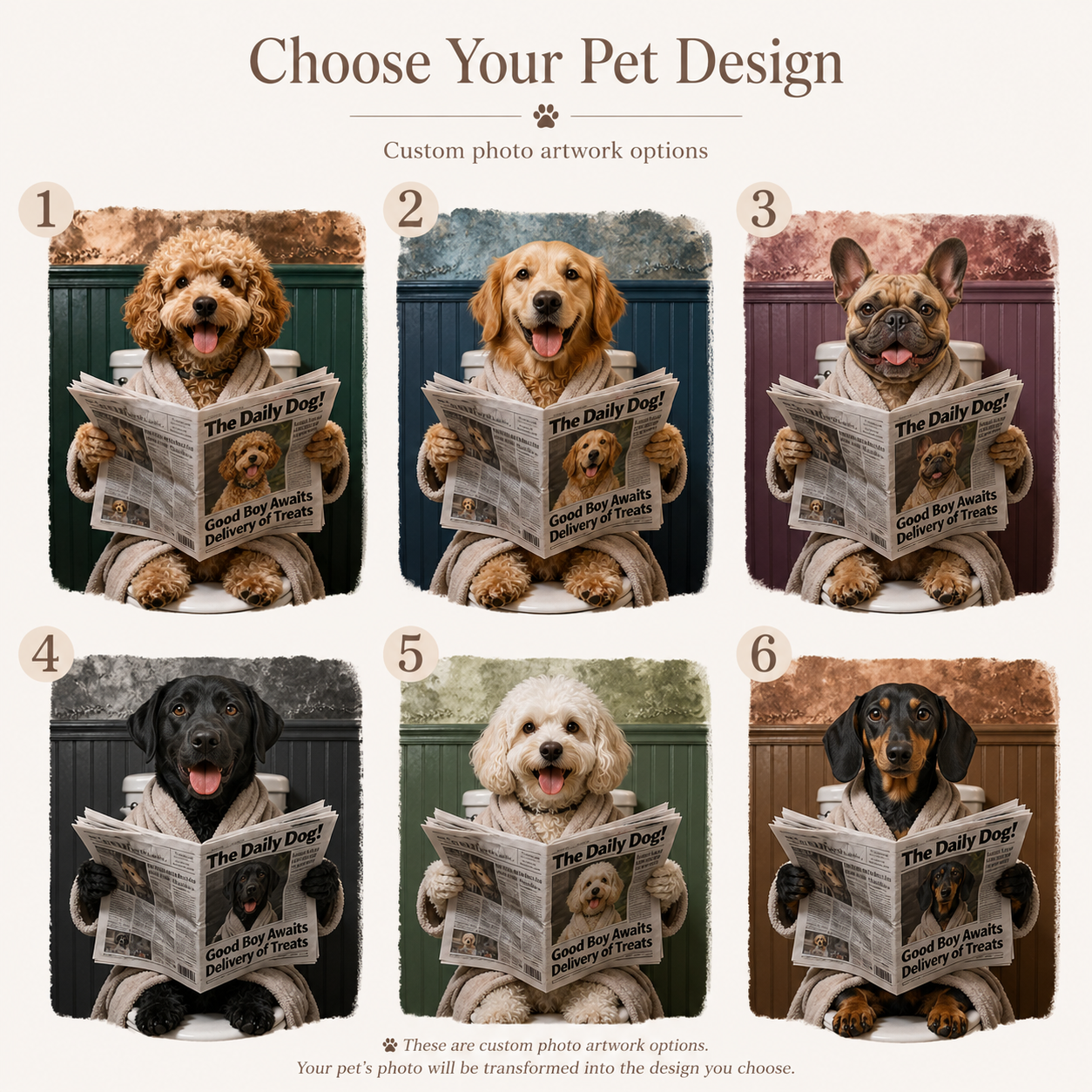 Personalized Dog Reading On Toilet Keepsake Magnet, Custom Pet Photo Vintage Frame Magnet, Dog Memorial Gift THUC99