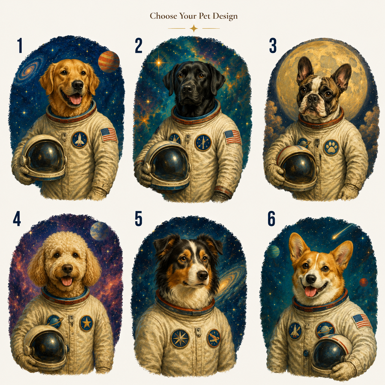 Personalized Dog Astronaut Keepsake Magnet, Custom Pet Photo Vintage Frame Magnet, Dog Memorial Gift THUC99