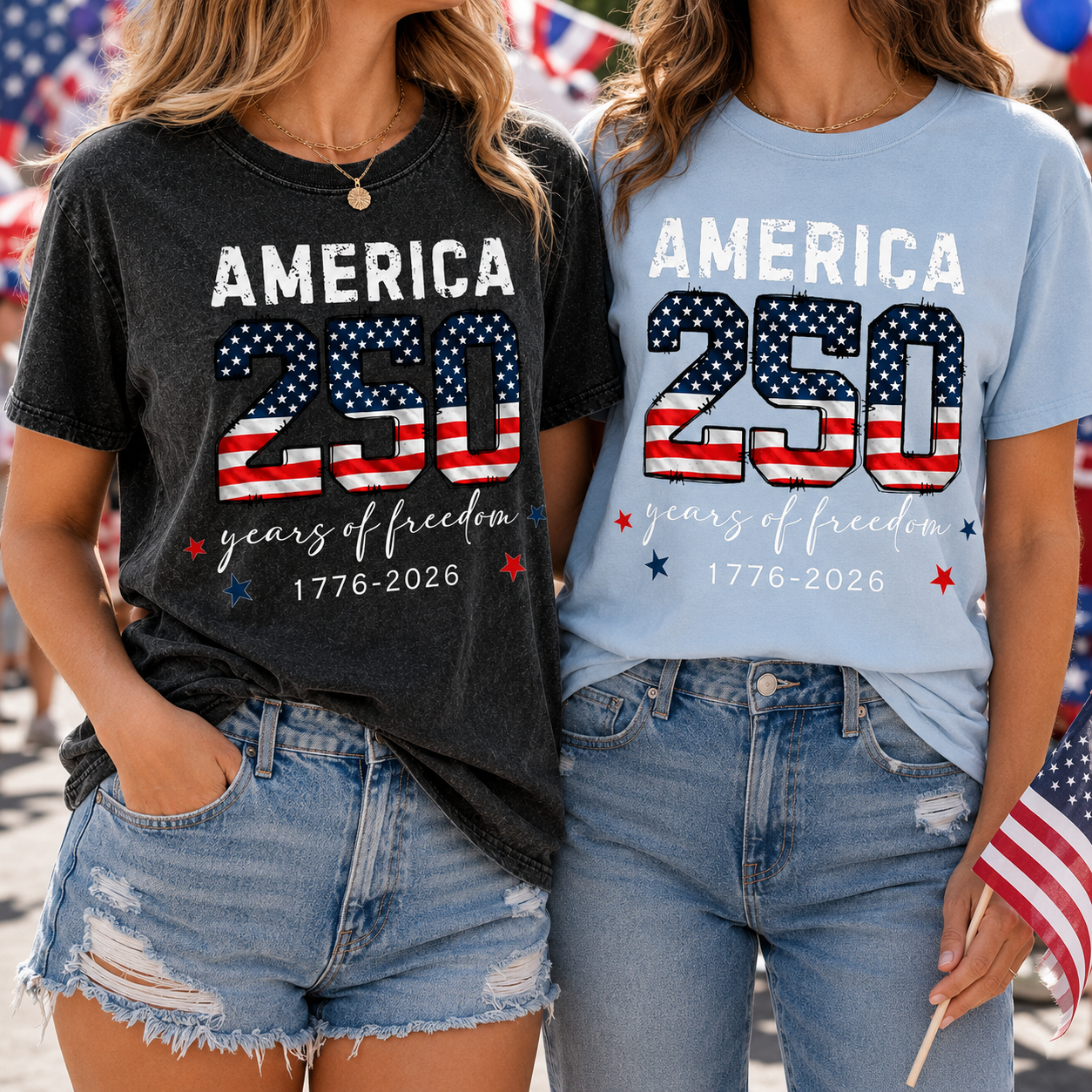 America 250th Celebration T-Shirt, Vintage Freedom Wash Shirt THUC99