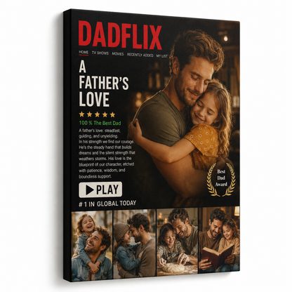 Custom Photo DADFLIX Canvas Wall Art - Custom Gift For Dad TOM99