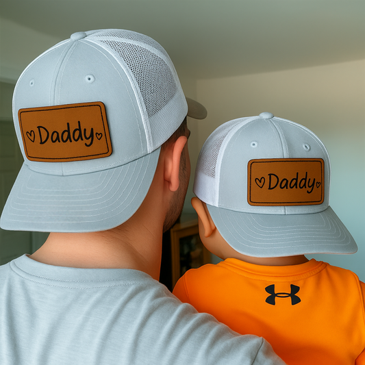 Custom Handwriting Kid Leather Patch Hat, Kids Custom Hats, Custom Infant Toddler Kids Youth Trucker Hat TNNK03