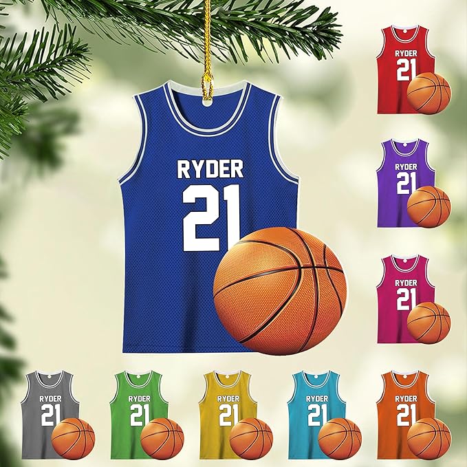 Personalized Basketball Christmas Ornament – Custom Name Acrylic Ornament, Sports Holiday Decoration, Basketball Player Gift N01