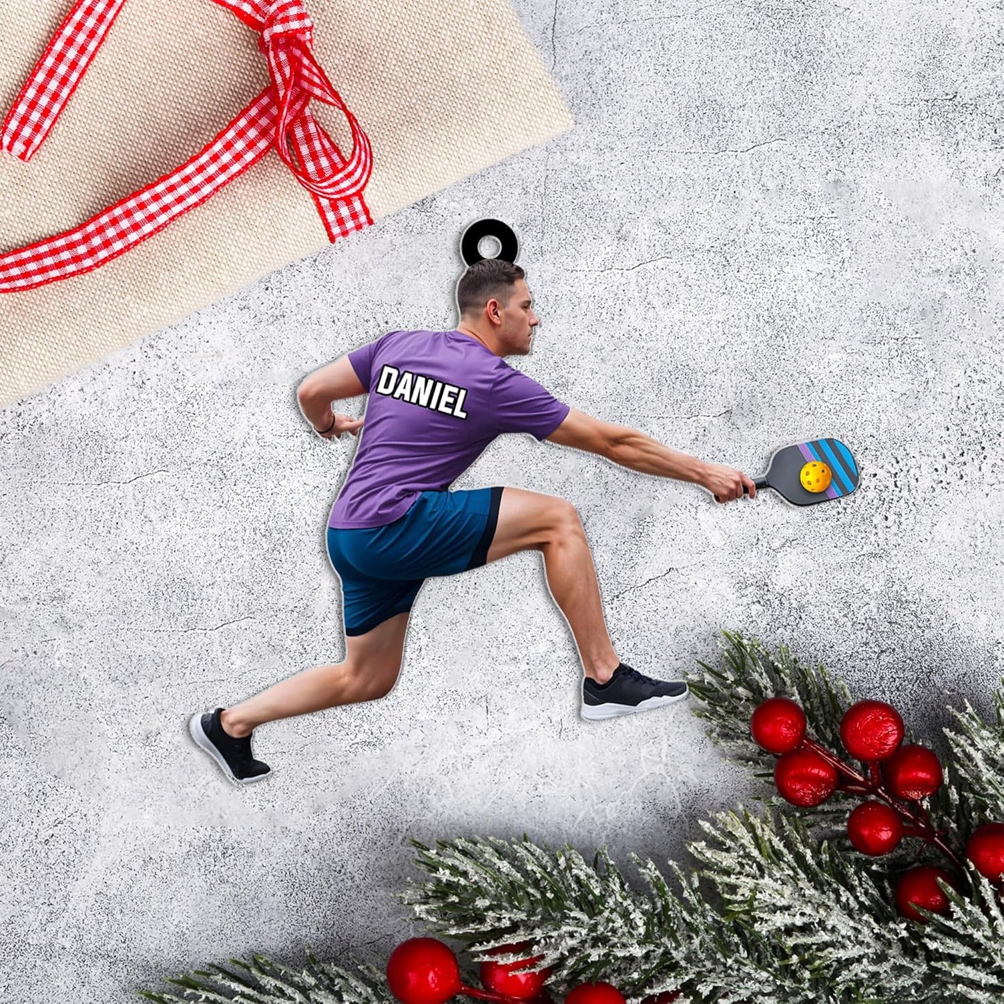 Custom Face & Name Pickleball Player Ornament – Pickleball Christmas Ornament Style 4