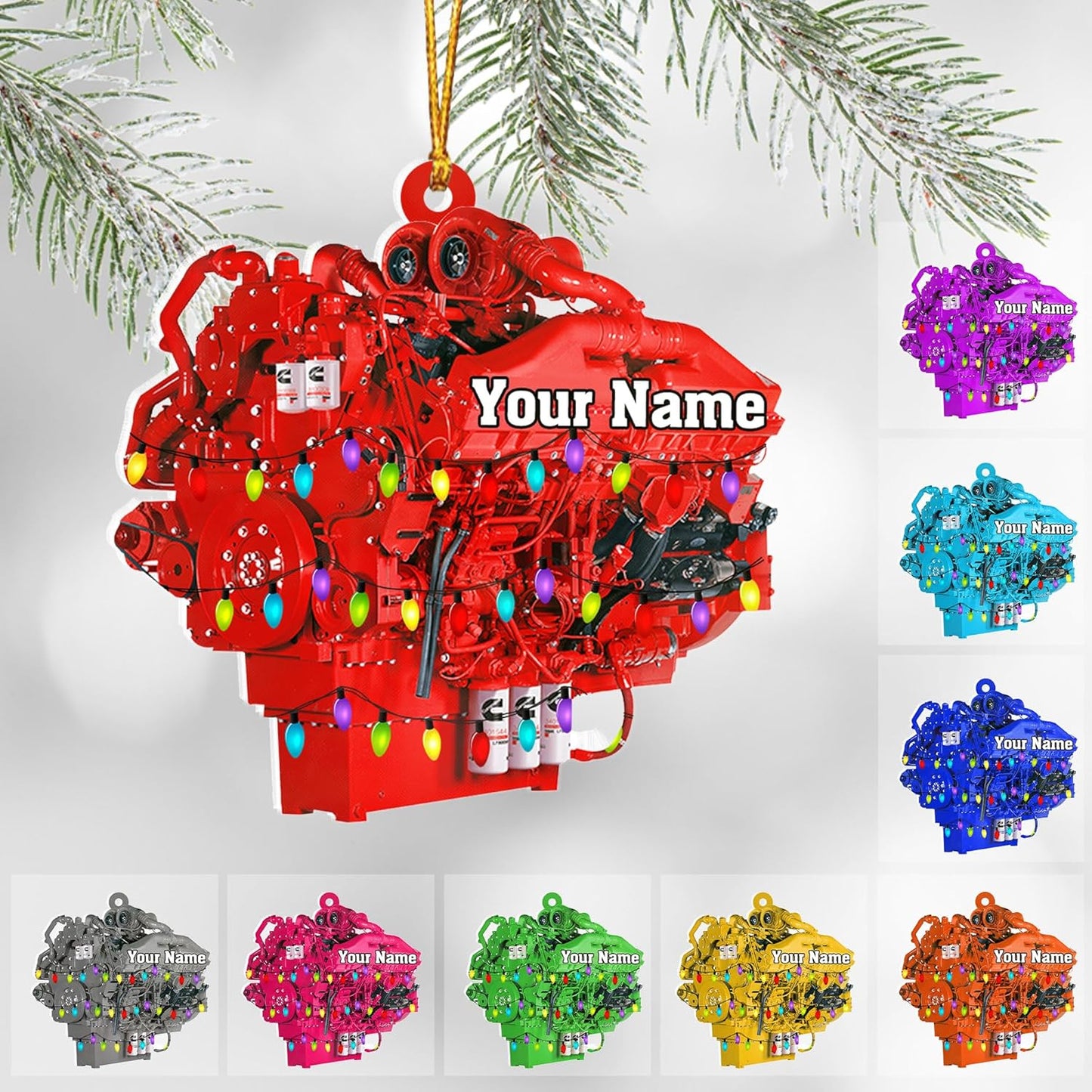 Personalized Drag Racing Christmas Ornament – Custom Hot Rod Engine Acrylic Ornament, Mechanic Automotive Gift, Power Tool Racecar Decoration for Racing Lovers TDR1