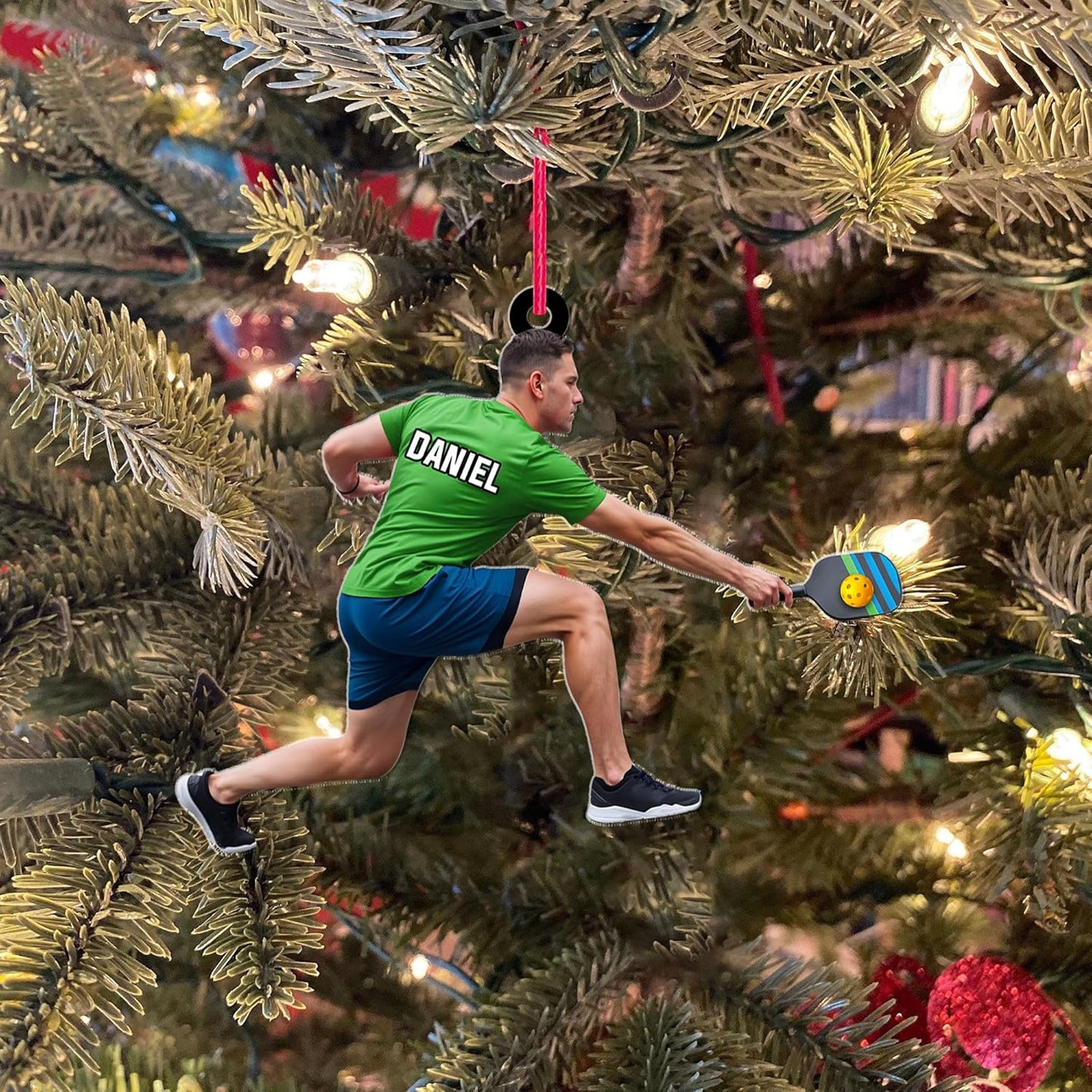 Custom Face & Name Pickleball Player Ornament – Pickleball Christmas Ornament Style 4