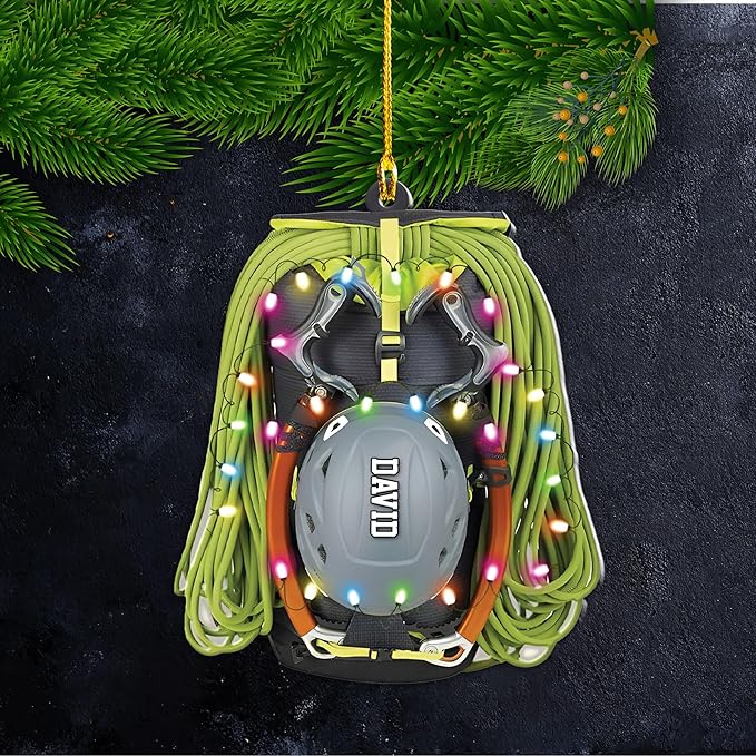 Custom Climbing Ornament - Custom Rock Climber Christmas Gift for Mountaineers LL14