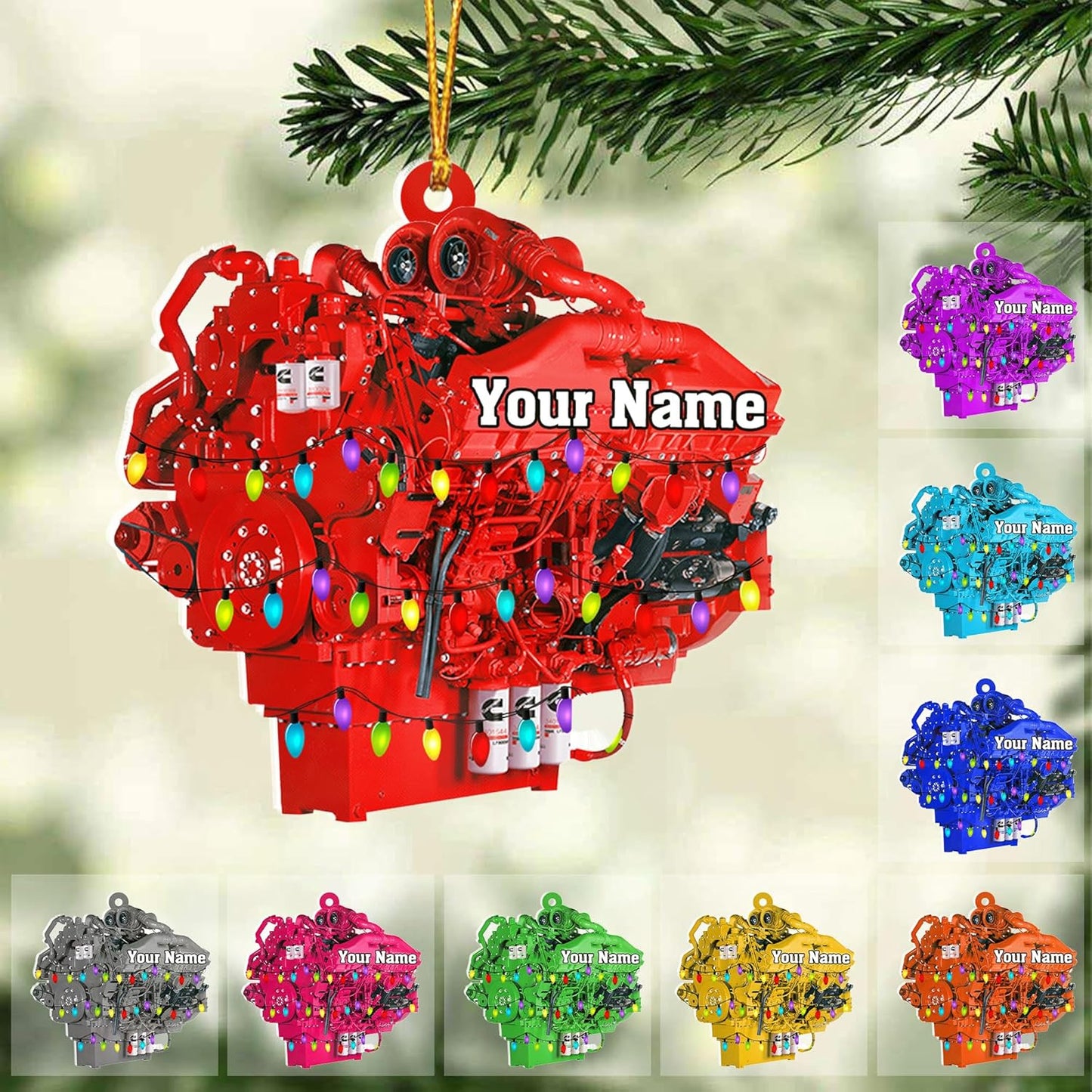 Personalized Drag Racing Christmas Ornament – Custom Hot Rod Engine Acrylic Ornament, Mechanic Automotive Gift, Power Tool Racecar Decoration for Racing Lovers TDR1