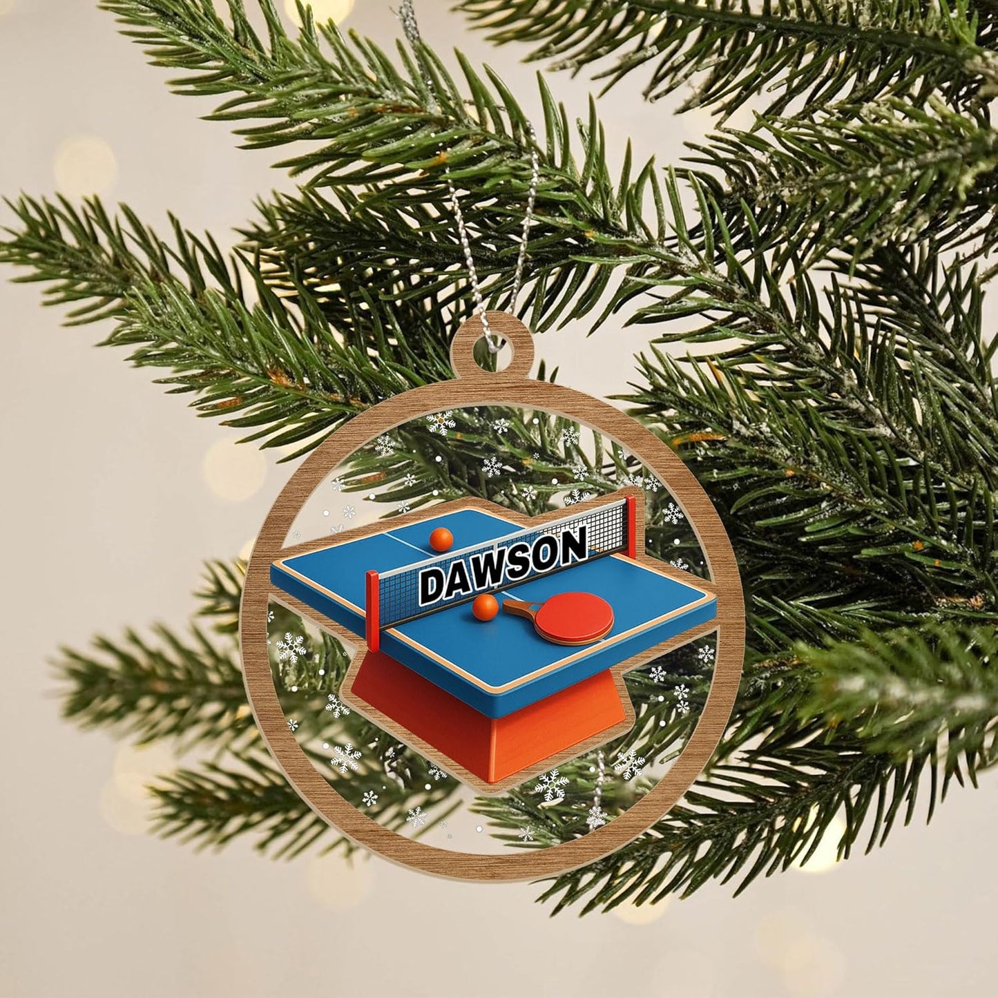 Custom Name Table Tennis Christmas Ornament – Personalized Acrylic Ping Pong Player Gift, Sport-Themed Holiday Decoration TT17