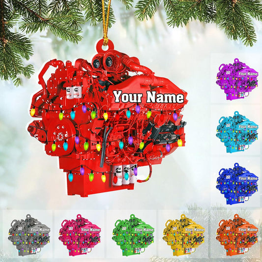 Personalized Drag Racing Christmas Ornament – Custom Hot Rod Engine Acrylic Ornament, Mechanic Automotive Gift, Power Tool Racecar Decoration for Racing Lovers TDR1