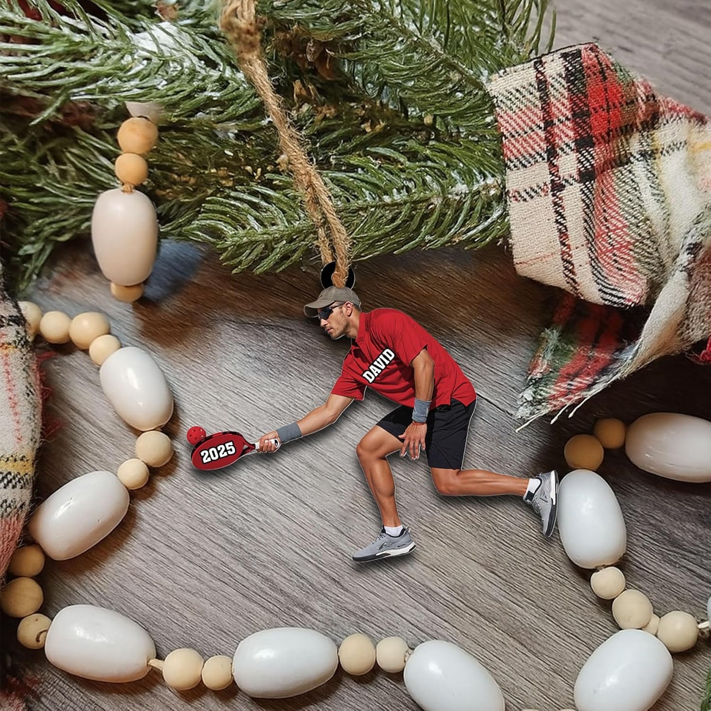 Custom Face & Name Pickleball Player Ornament – Pickleball Christmas Ornament Style 1