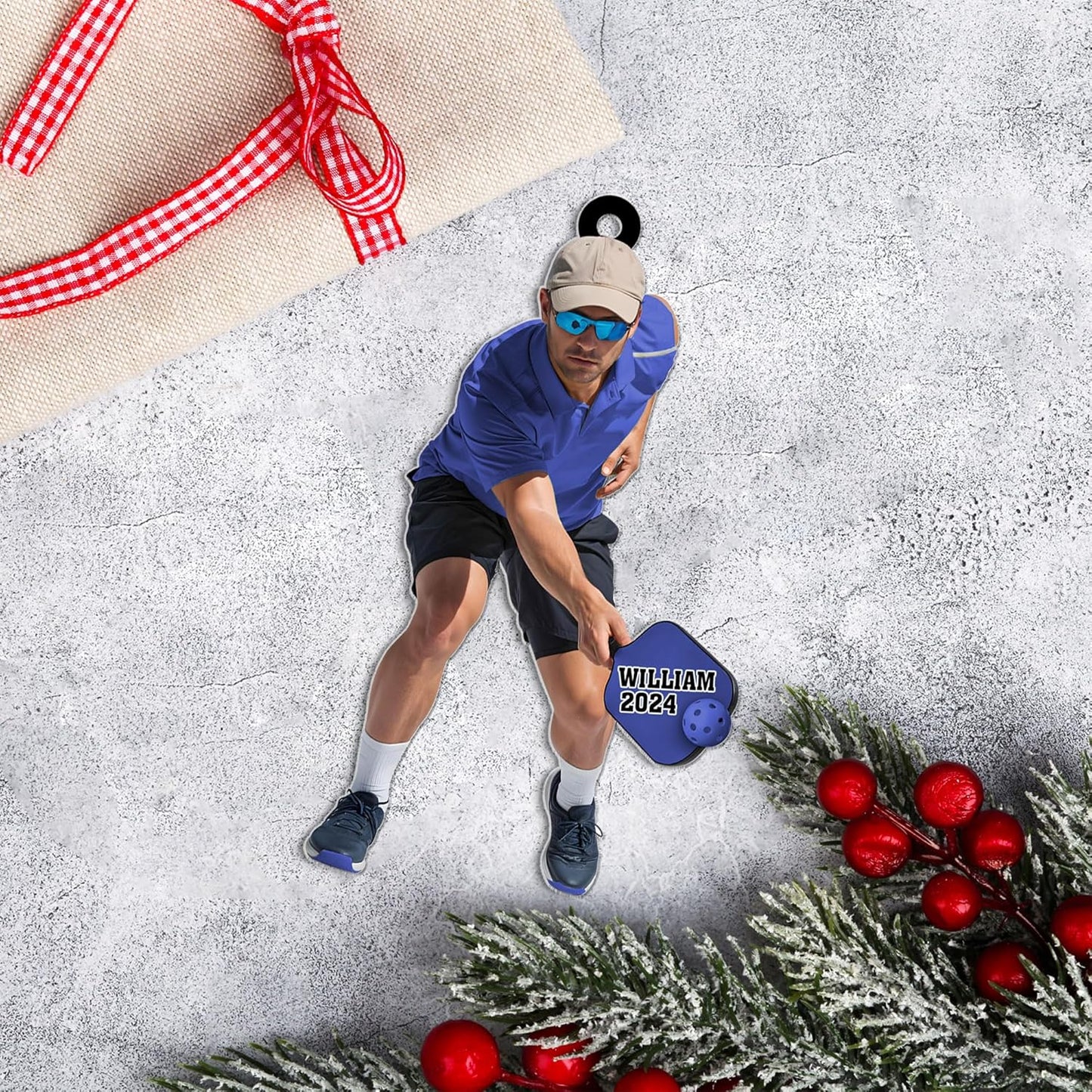 Custom Face & Name Pickleball Player Ornament – Pickleball Christmas Ornament Style 2