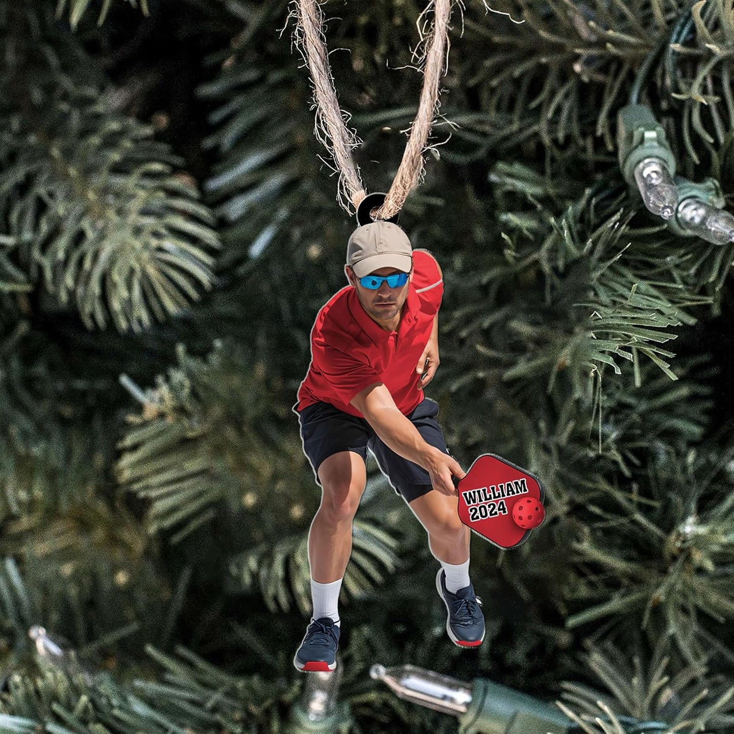 Custom Face & Name Pickleball Player Ornament – Pickleball Christmas Ornament Style 2