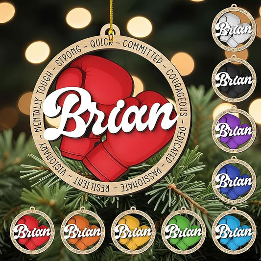 Personalized Boxing Gloves Christmas Ornament - Custom Name Boxing Ornament Gift LL26