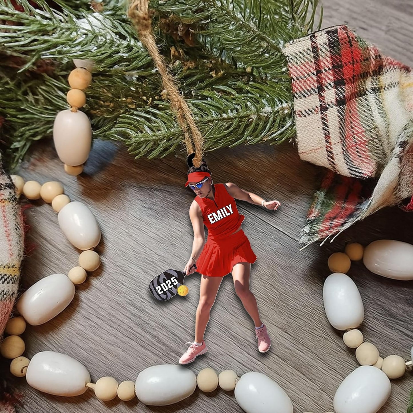 Custom Face & Name Pickleball Player Ornament – Pickleball Christmas Ornament Style 5