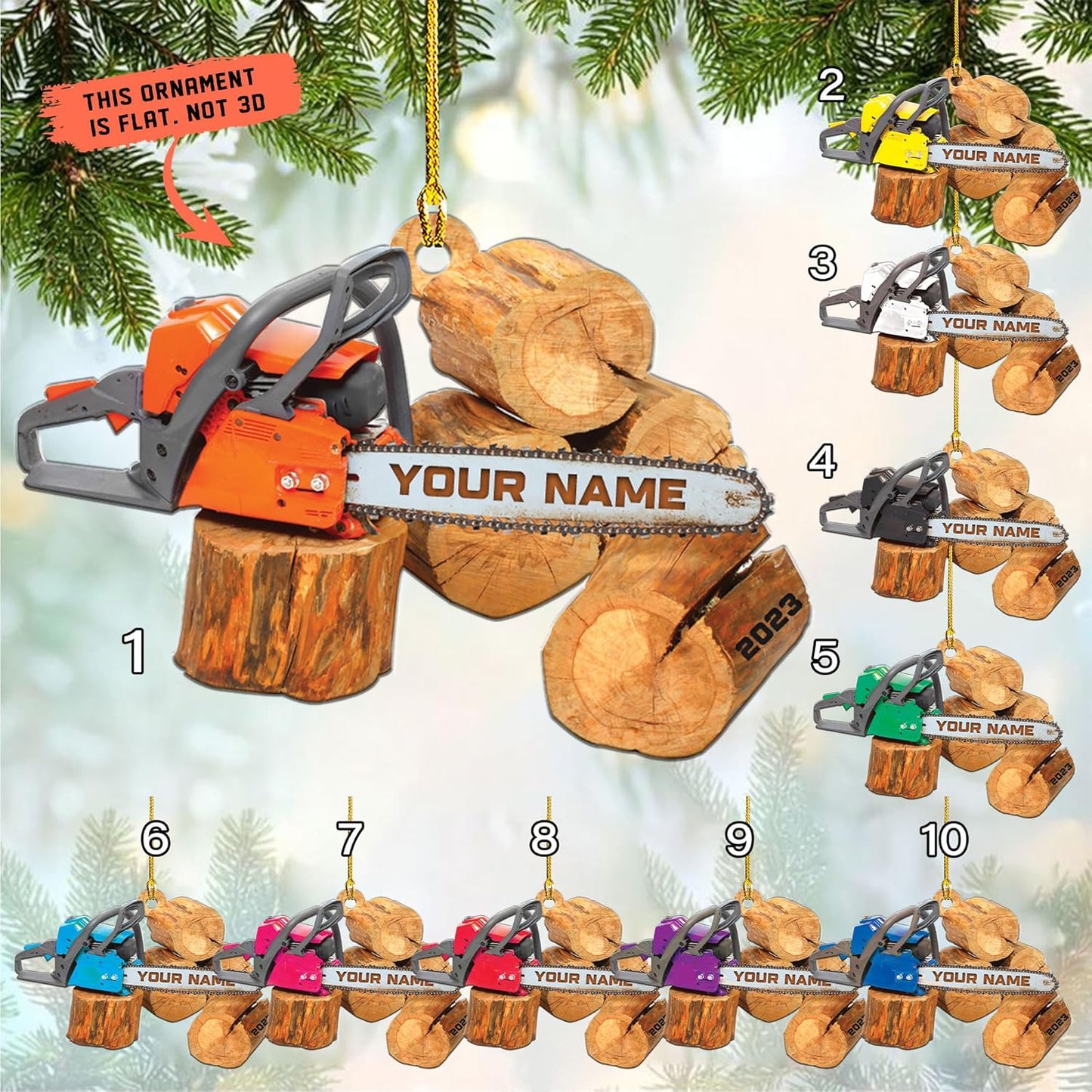Personalized Chainsaw Ornament – Carpenter Lumberjack Christmas Ornament H6